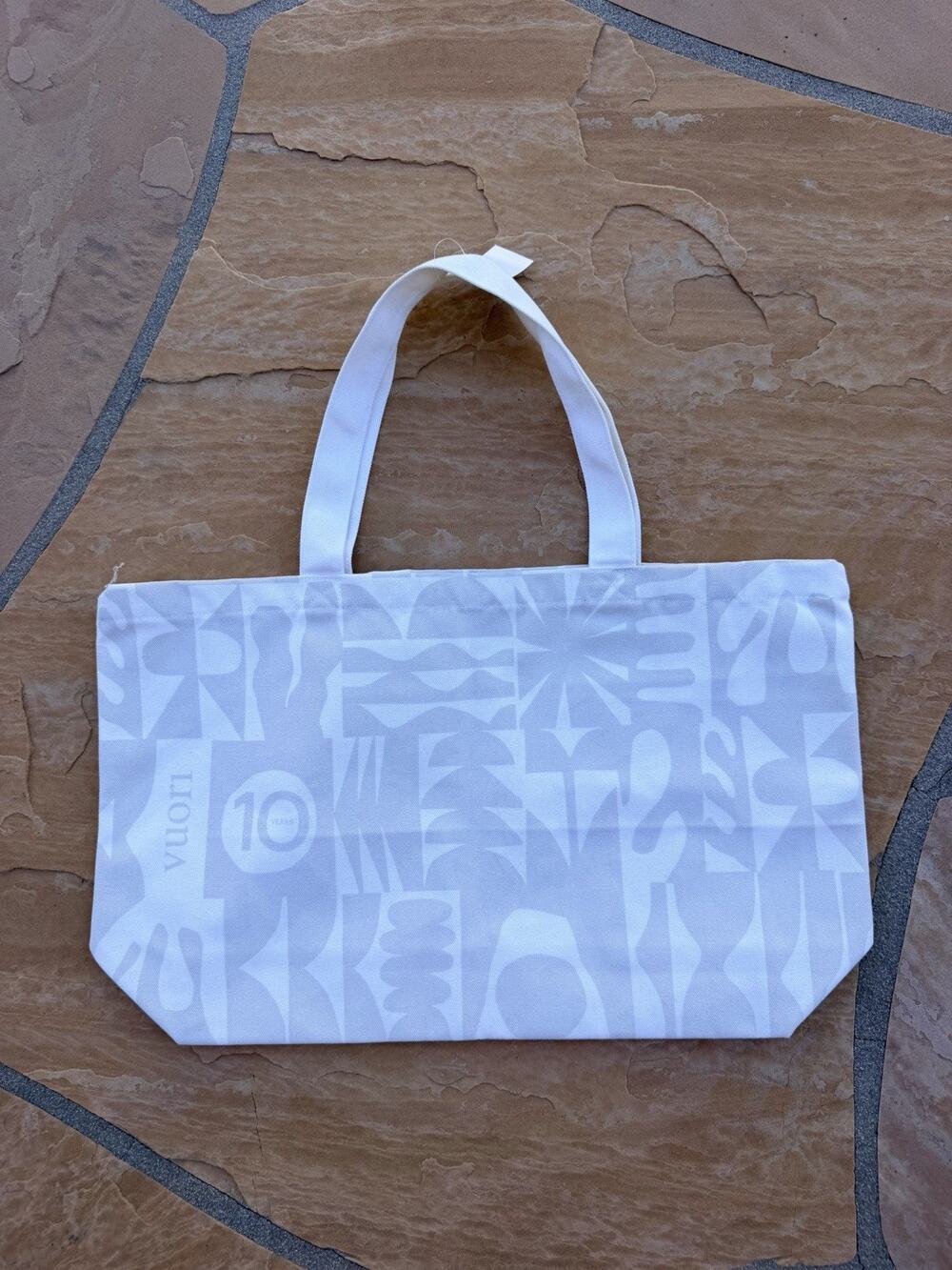 Vuori 10 Year Anniversary Tote Bag Grey White Geometric Abstract Recycled Cotton